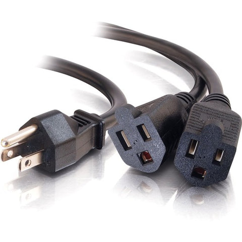 C2G 14in 16 AWG 1-to-2 Power Cord Splitter (1 NEMA 5-15P to 2 NEMA 5-15R) 29802