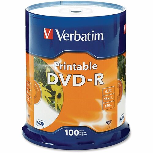 Verbatim White Inkjet Printable DVD-R Spindle 95153