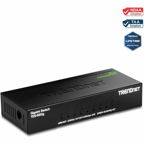 TRENDnet 8-Port Gigabit GREENnet Mini Switch TEG-S80G