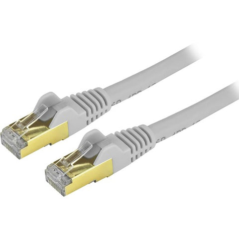 StarTech.com 10 ft Gray Shielded Snagless 10 Gigabit RJ45 STP Cat6a Patch Cable C6ASPAT10GR