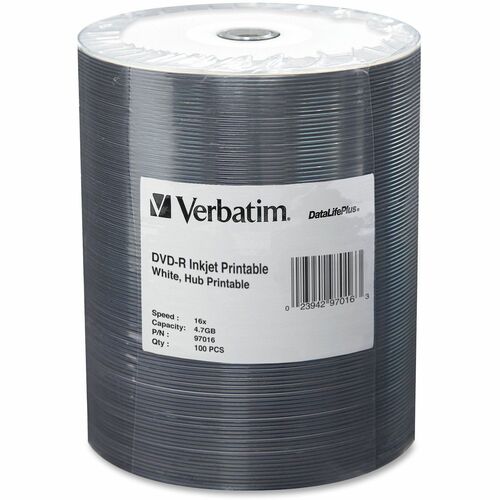 Verbatim 16X DataLifePlus Inkjt Hub Printable DVD-Rs 97016