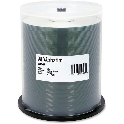 Verbatim CD-R 700MB 52X DataLifePlus Shiny Silver Silk Screen Printable - 100pk Spindle 94797