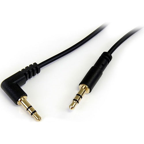 StarTech.com 3 ft Slim 3.5mm to Right Angle Stereo Audio Cable - M/M MU3MMSRA