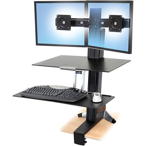 Ergotron WorkFit-S, Dual Monitor with Worksurface+ (Black) 33-349-200