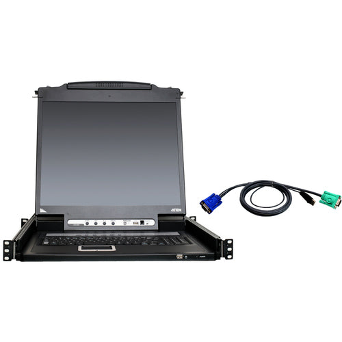 ATEN 8-Port 19" Single Rail USB/PS2 LCD KVM w/ Peripheral Sharing &amp; 8 USB KVM Cables CL5708NUKIT