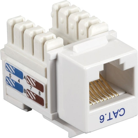 Black Box CAT6 Keystone Jack - Unshielded, RJ45, White, 25-Pack CAT6J-WH-25PAK