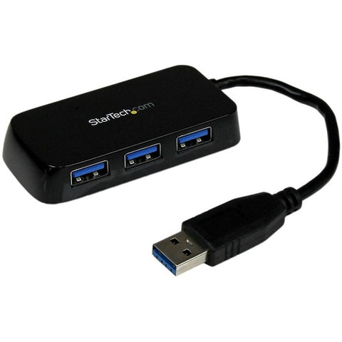 StarTech.com Portable 4 Port SuperSpeed Mini USB 3.0 Hub - Black ST4300MINU3B