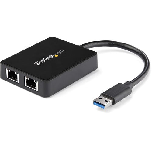 StarTech.com USB 3.0 to Dual Port Gigabit Ethernet Adapter NIC w/ USB Pass-Through USB32000SPT