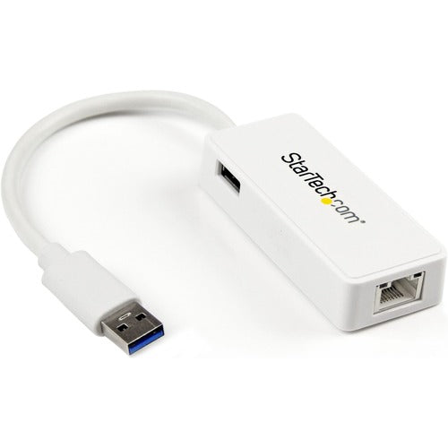 StarTech.com USB 3.0 to Gigabit Ethernet Adapter NIC w/ USB Port - White USB31000SPTW