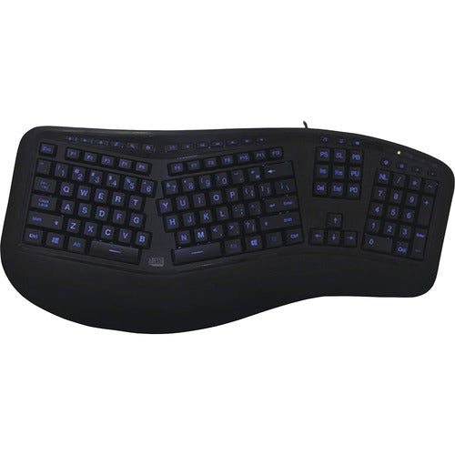 Adesso Color Illuminated Ergonomic Keyboard AKB-150EB