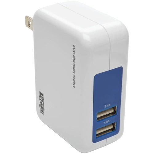 Tripp Lite by Eaton 2-Port USB Wall/Travel Charger, 5V, 1.0/2.4A U280-002-W12