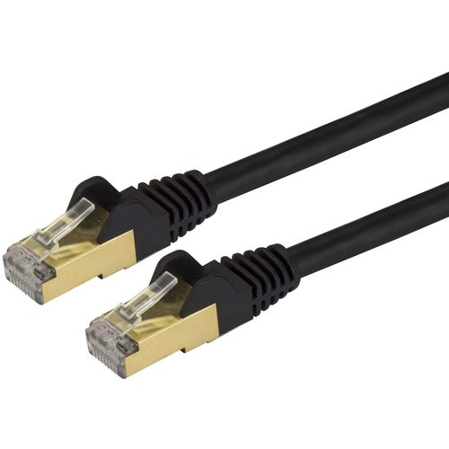 StarTech.com 10 ft Black Shielded Snagless 10 Gigabit Cat 6a STP Patch Cable C6ASPAT10BK