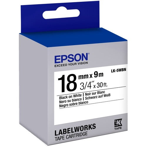 Epson LabelWorks Standard LK Tape Cartridge ~3/4" Black on White LK-5WBN