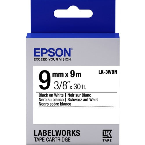 Epson LabelWorks Standard LK Tape Cartridge ~3/8" Black on White LK-3WBN