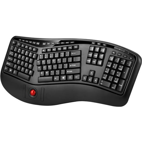 Adesso 2.4 GHz Wireless Ergonomic Trackball Keyboard WKB-3500UB