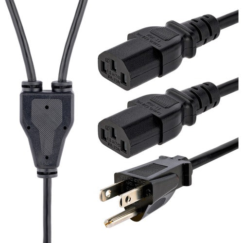 StarTech.com Computer Power Cord - NEMA 5-15P to 2x C13 - 10 ft. PXT101Y10