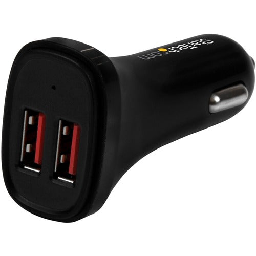 StarTech.com Dual-Port USB Car Charger - 24W/4.8A - Black USB2PCARBKS