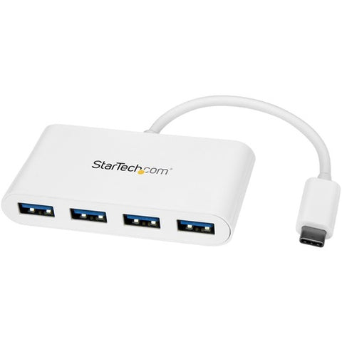 StarTech.com USB-C Hub - 4-Port USB 3.0 - USB-C to 4x USB-A - Bus Powered - White HB30C4ABW