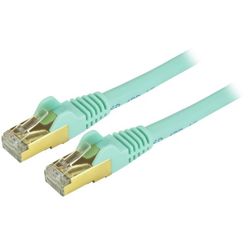 StarTech.com Cat6a Ethernet Patch Cable - Shielded (STP) - 3 ft., Aqua C6ASPAT3AQ