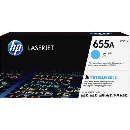 HP 655A (CF451A) Cyan Original LaserJet Toner Cartridge (~10,500 Yield) CF451A