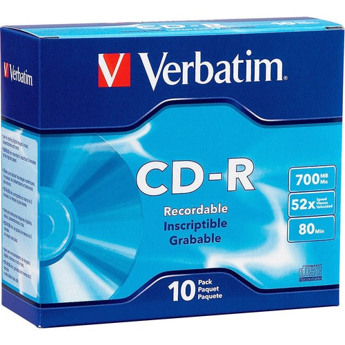 Verbatim CD-R 700MB 52X with Branded Surface - 10pk Slim Case 94935