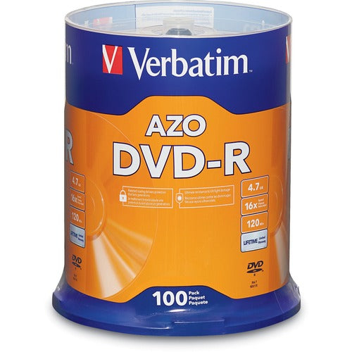 Verbatim AZO DVD-R 4.7GB 16X with Branded Surface - 100pk Spindle 95102