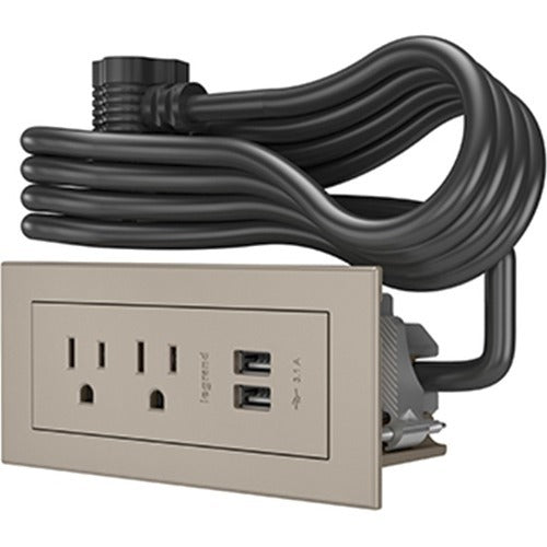 Legrand Furniture Power 2-Outlet with USB-A Unit- Nickel RDZNI