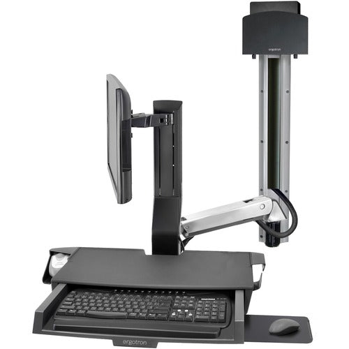 Ergotron SV Combo System with Worksurface &amp; Pan, Small CPU Holder (Aluminum) 45-594-026