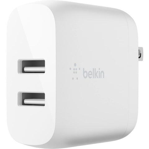 Belkin BoostCharge Dual USB-A Wall Charger 24W + Lightning to USB-A Cable WCD001DQ1MWH