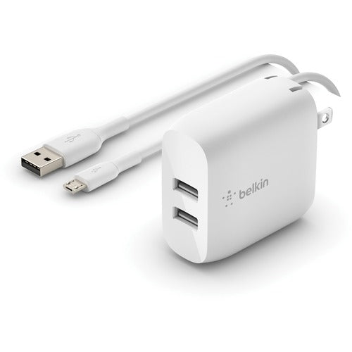 Belkin BoostCharge Dual USB-A Wall Charger 24W + USB-A to Micro-USB cable WCE002DQ1MWH