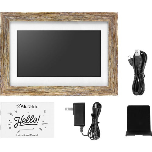 Aluratek 10" WiFi Touchscreen Distressed Wood Digital Photo Frame ASHDPF10F