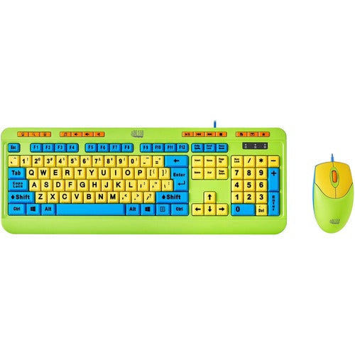 Adesso Antimicrobial Wired Kids Keyboard and Mouse Combo AKB-132DB