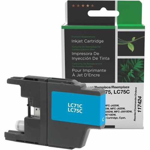 CIG Remanufactured High Yield Cyan Ink Cartridge for Brother LC71/LC75 117424