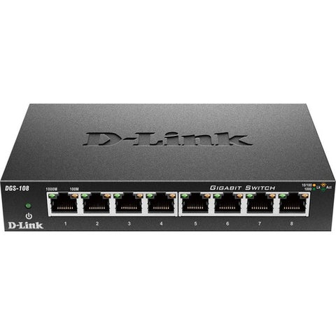 D-Link DGS-108 Unmanaged 8-Port 10/100/1000Mbps Switch DGS-108