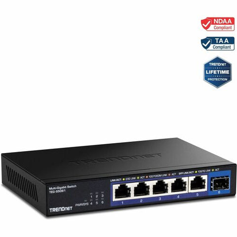 TRENDnet 6-Port 2.5G Unmanaged Switch with 10G SFP+ Port TEG-S5061