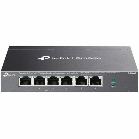 TP-Link Omada 6-Port 10/100Mbps Unmanaged Desktop Switch with 4-Port PoE+ DS106P