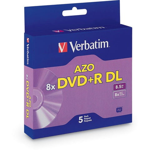 Verbatim DVD+R DL 8.5GB 8X with Branded Surface - 5pk Jewel Case Box 95311