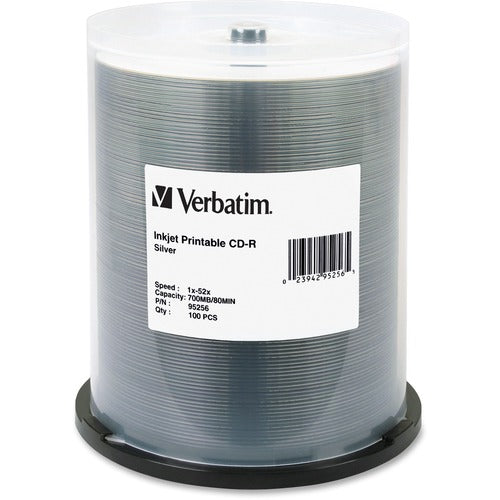 Verbatim CD-R 700MB 52X Silver Inkjet Printable - 100pk Spindle 95256