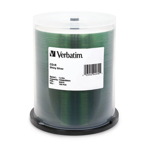 Verbatim CD-R 80MIN 700MB 52x Shiny Silver 100pk Spindle 94970