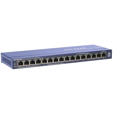 Netgear 16-Port 10/100 PoE ProSAFE Switch, FS116P FS116PNA